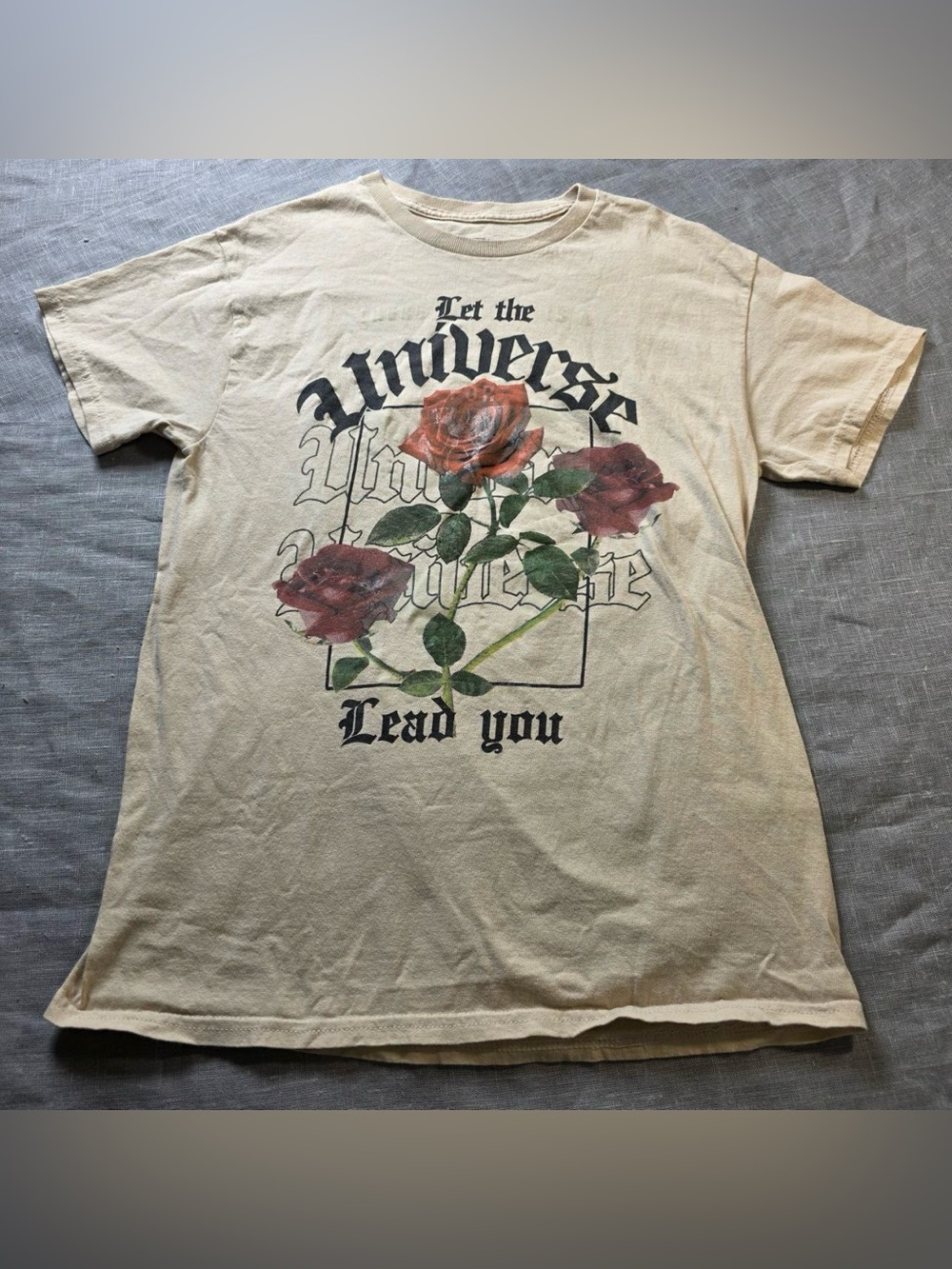OTL On The Low Men’s Blessed Rose Graphic Vintage Black Shirt Size M